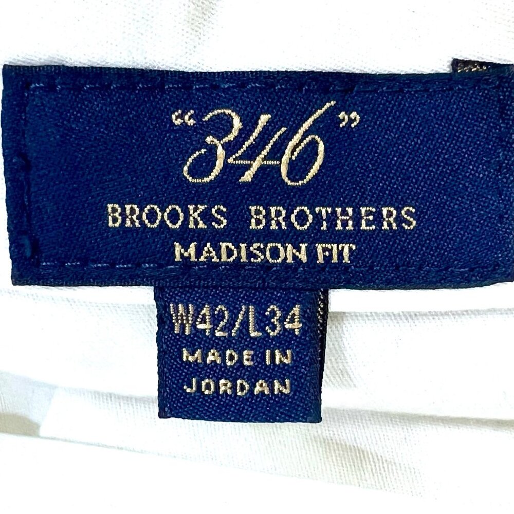 Brooks Brothers 346 Madison Fit Wool Trousers 42x34 Khaki Tailored Pleated Pants - Picture 6 of 8